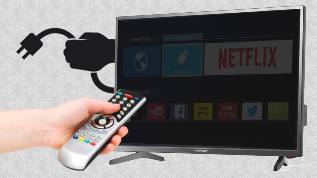 Turn off your smart tv using remote and then unplug it