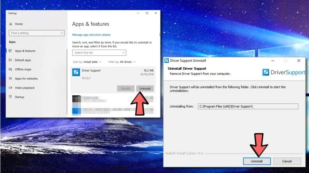 Uninstalling Driver Support