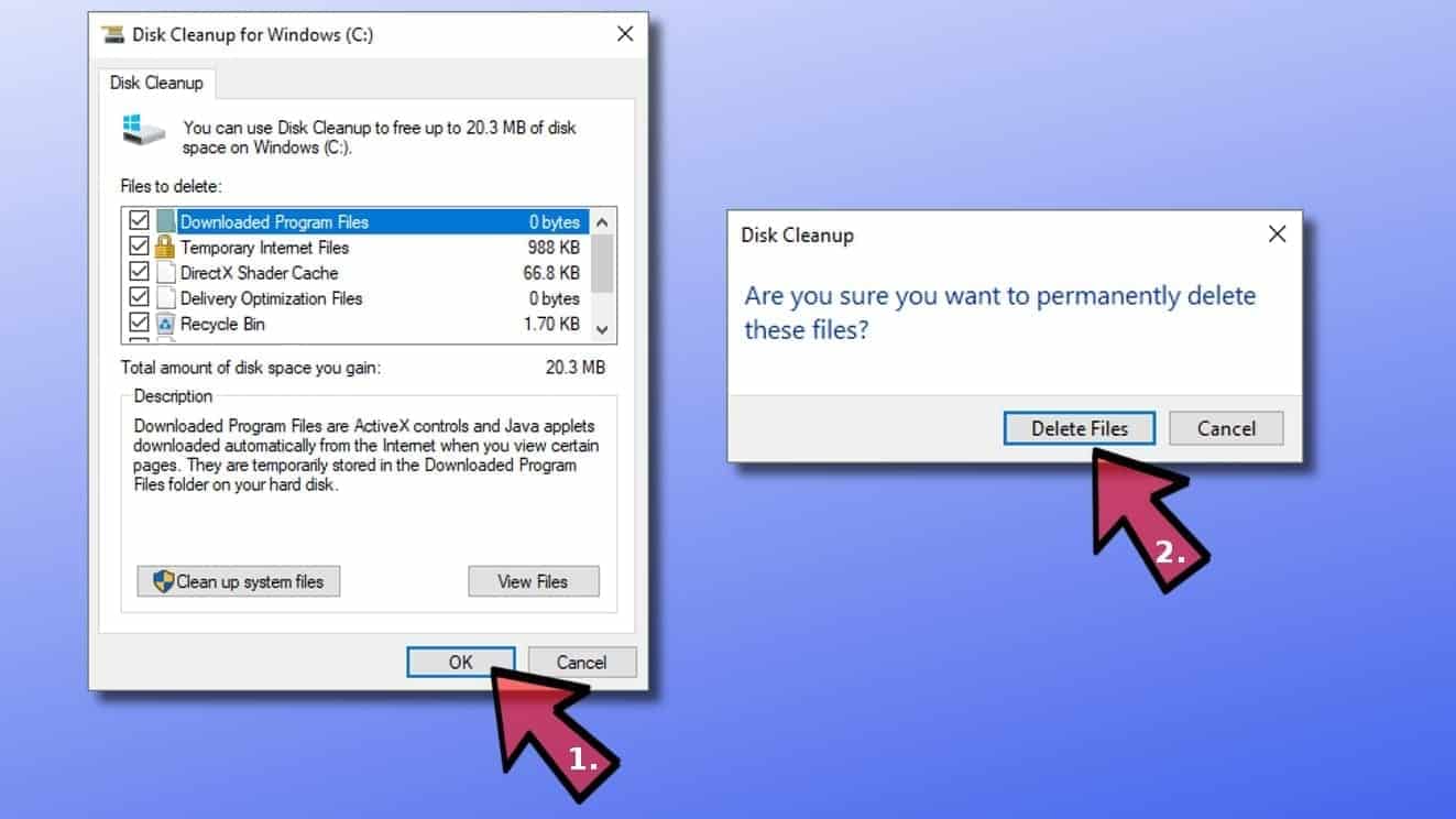 Use Disk Cleanup to boost Windows 10 performance