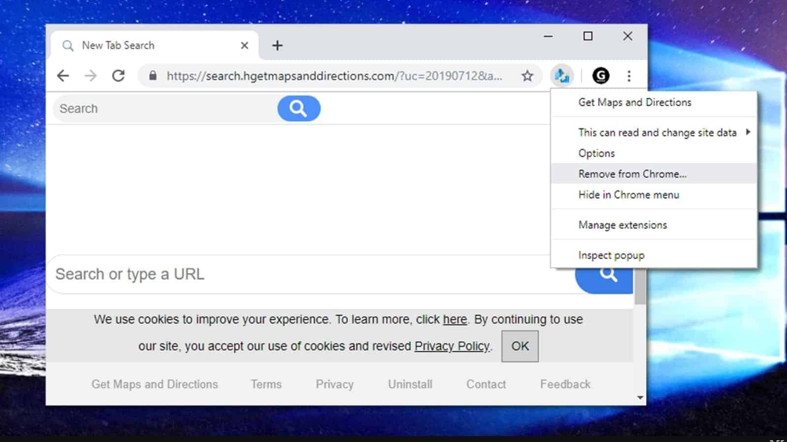 Как убрать yahoo из chrome