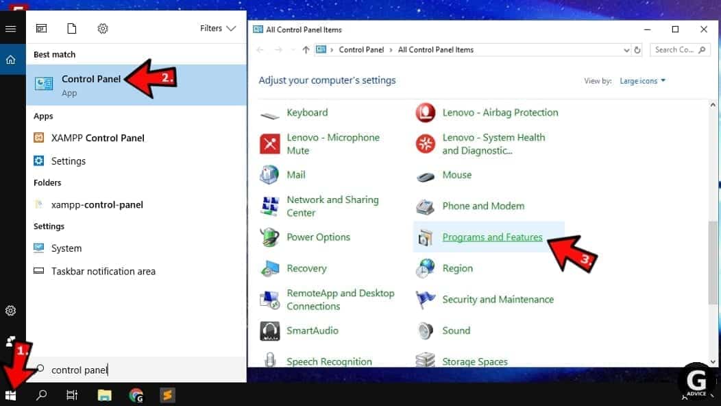 How to launch Programs and Features in Windows 10,8.1,8