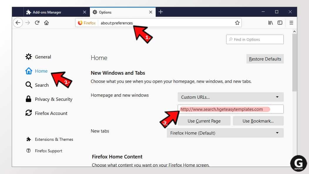 change firefox homepage altered by the unwanted program