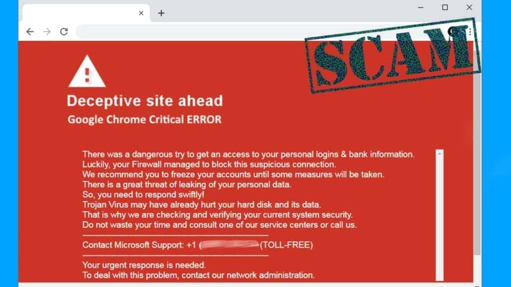 fake deceptive site ahead warning