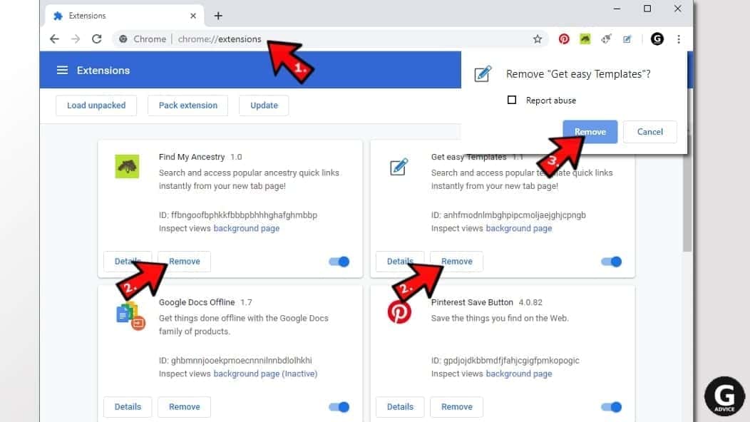 Remove suspicious chrome extensions