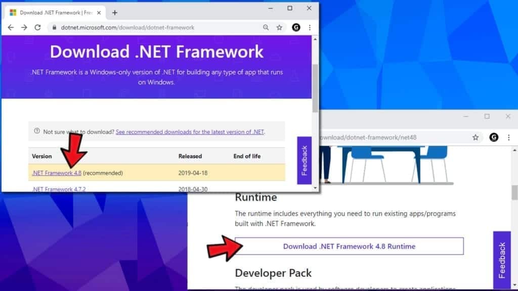 download the latest net framework version from microsoft website