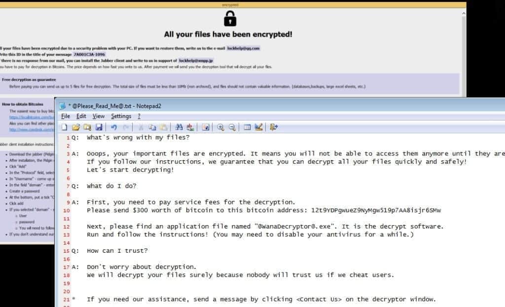 wannacry ransom notes examples