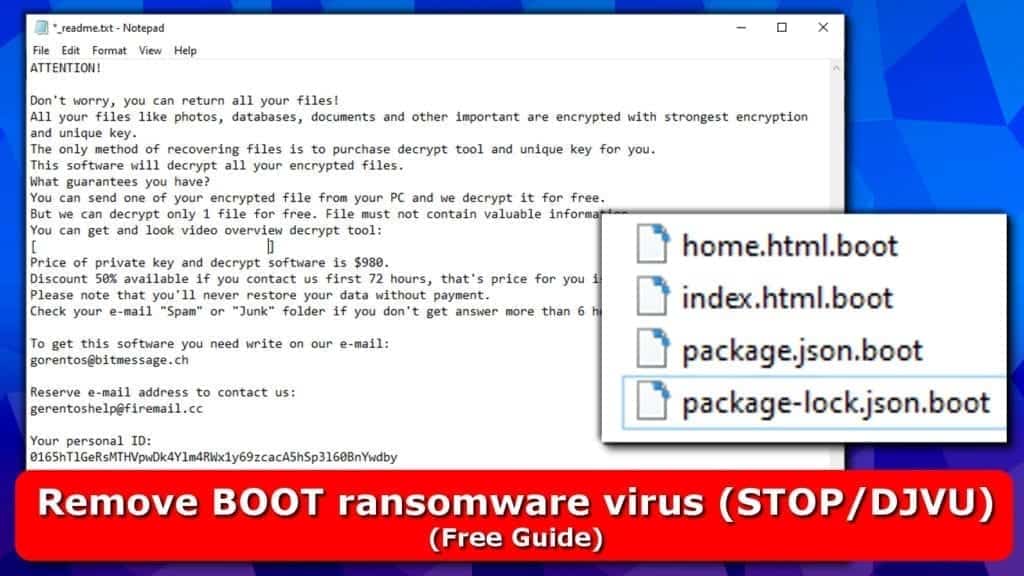 remove boot ransomware virus from stop djvu family