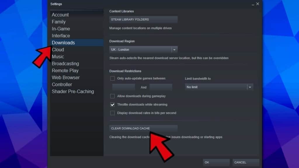 how to clear download cache steam mac