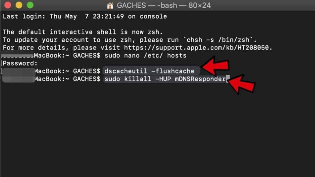 flush dns cache on mac to fix dns probe finished nxdomain