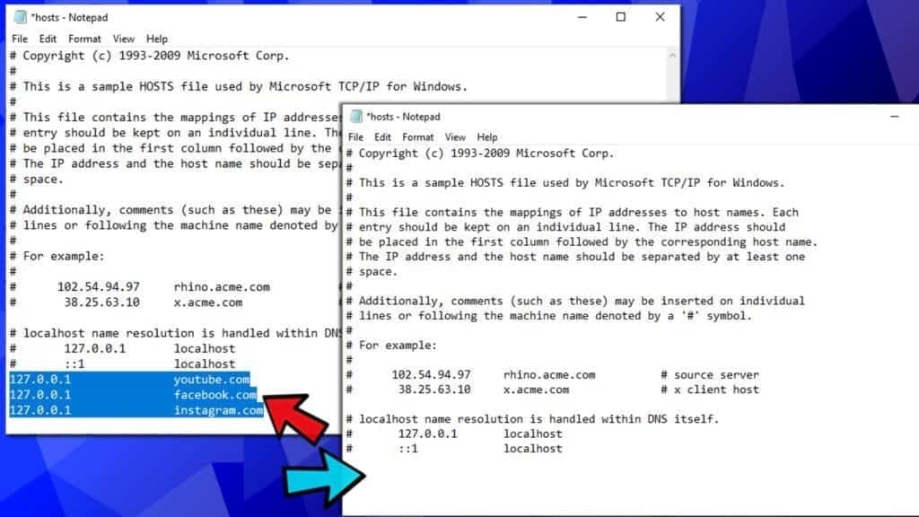 fix modified windows hosts file