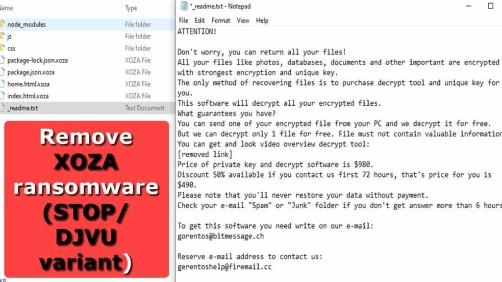 remove xoza ransomware virus by stop djvu