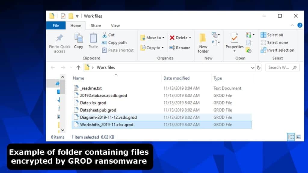files encrypted by grod ransomware virus
