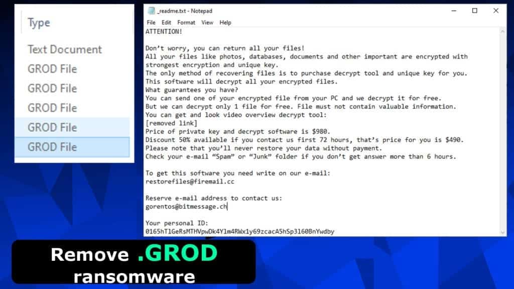 remove grod ransomware virus from stop djvu group