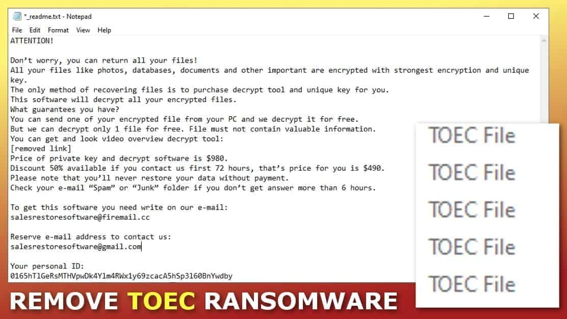 Remove TOEC Ransomware Virus (Decryption Guide)