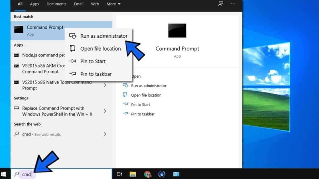 open command prompt as admin on windows
