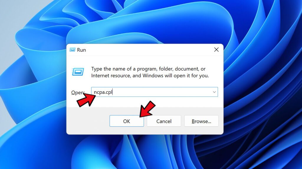 use run command to access network connections on windows quickly