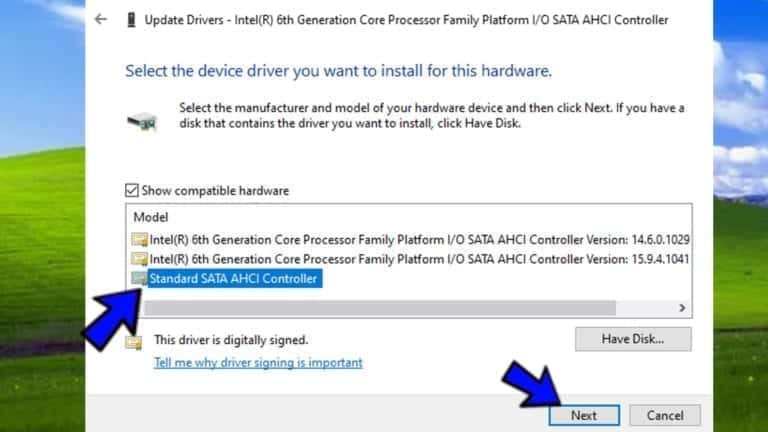 standard sata ahci controller driver windows 10