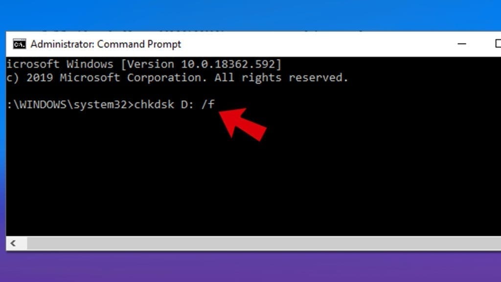 use chkdsk command to fix damaged SD card