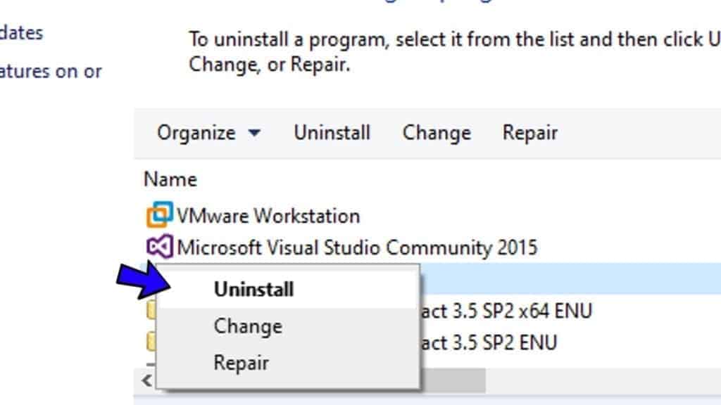 how to uninstall a program on windows example