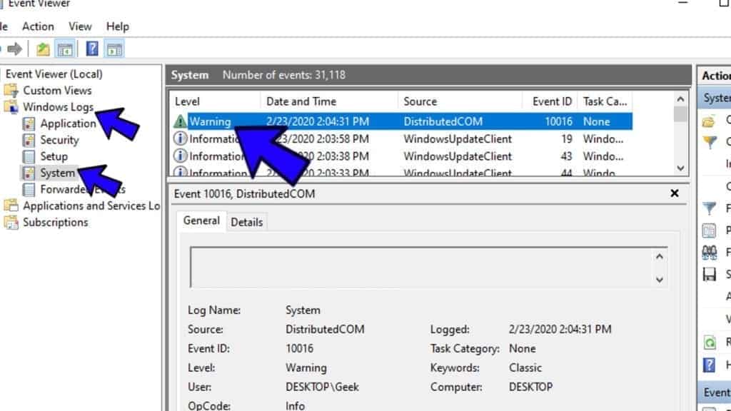how to use event viewer to overview system errors on windows