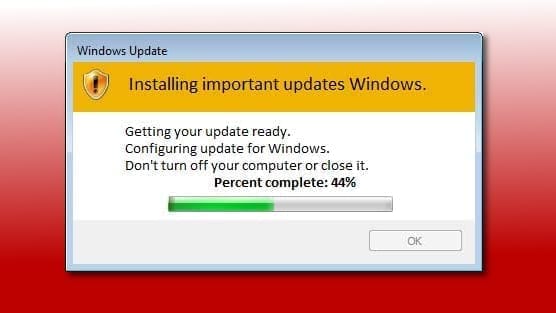 djvu ransomware displays fake windows update window