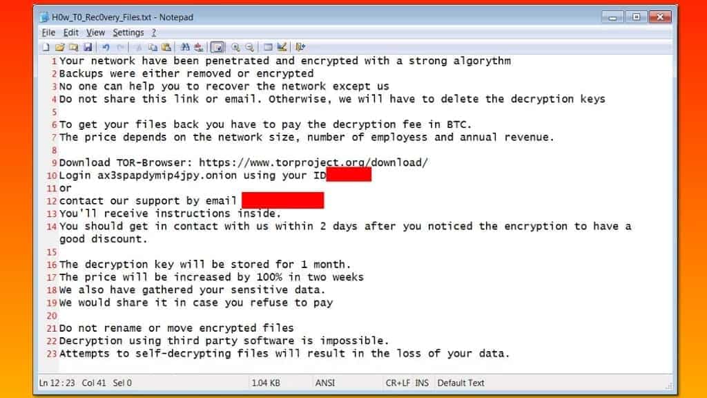 ransom note by pwndlocker file virus