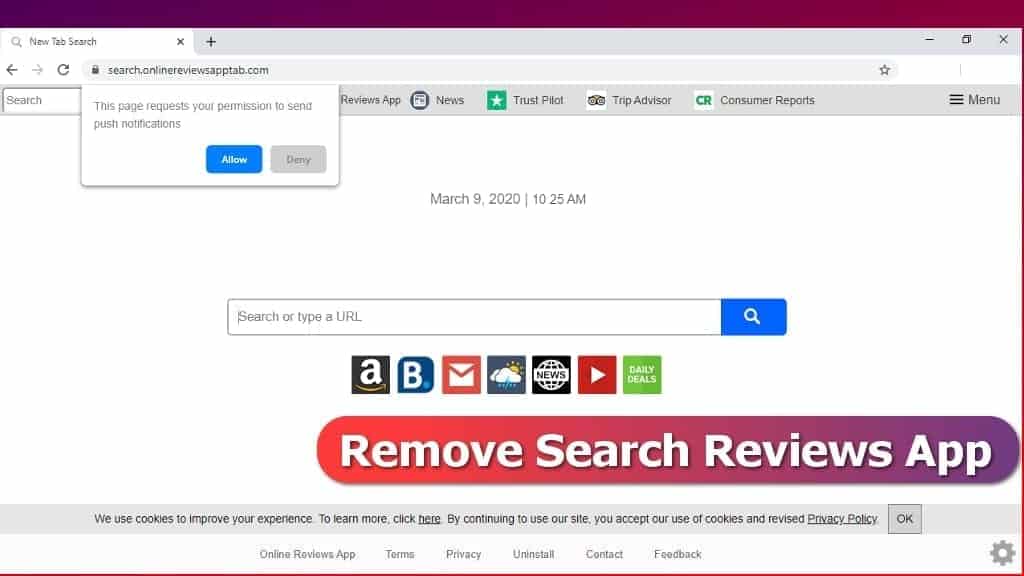 remove online reviews app browser hijacker easily