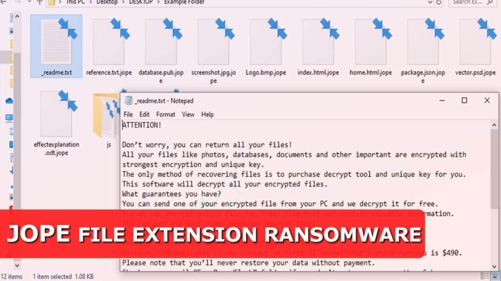 jope ransomware virus temporarily corrupts files using military-grade encryption to demand a ransom