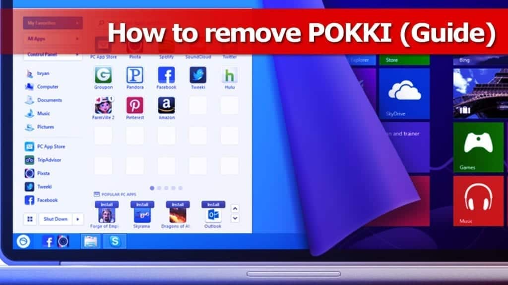 remove pokki start menu virus