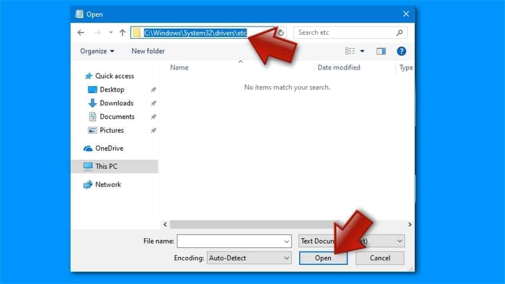 open windows hosts file via notepad