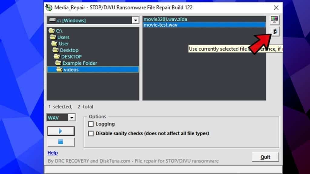 repair files locked by stop djvu using media_repair select reference file