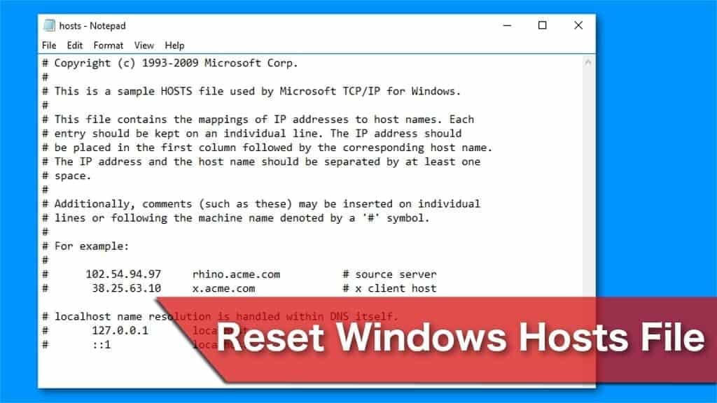 reset windows hosts file back to default (2020 guide)