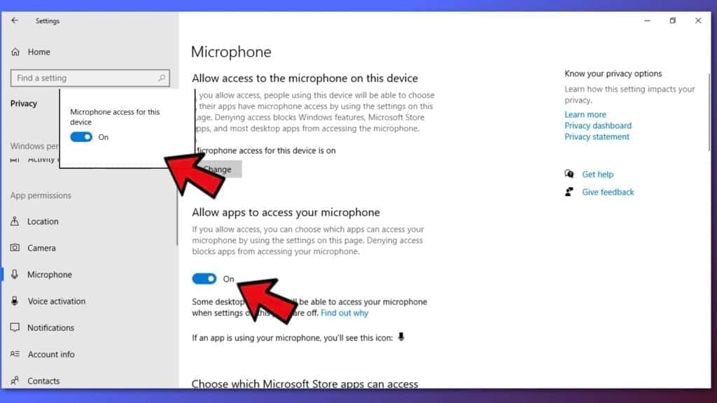allow microphone access to fix microphone is not working