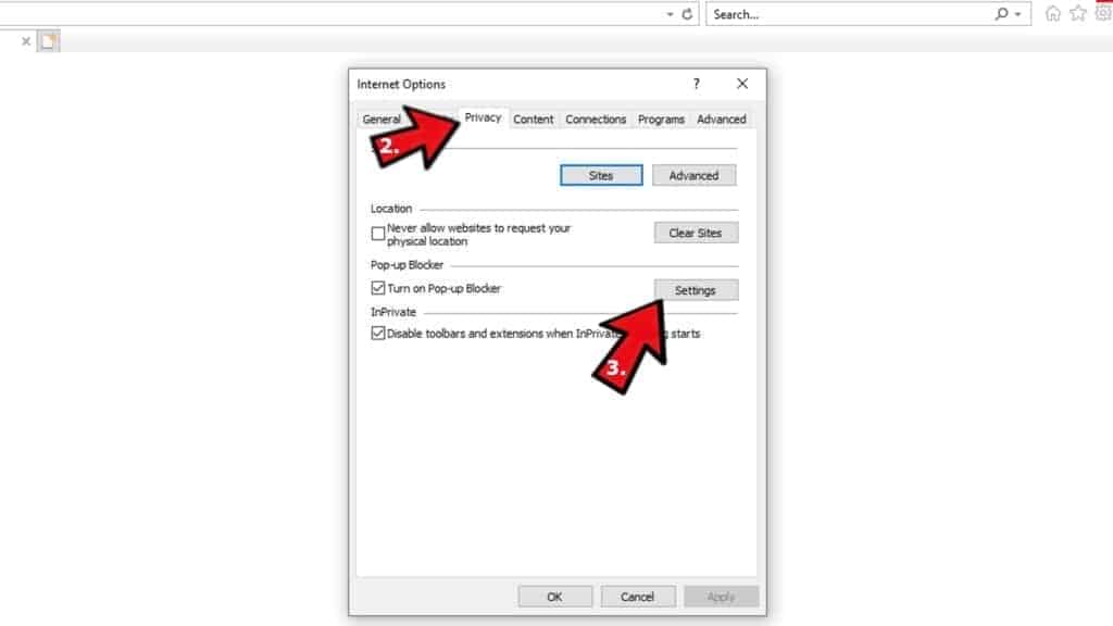  elimine las notificaciones push de los pasos de Internet explorer 2 3
