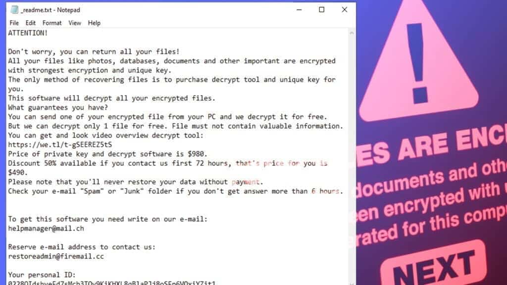 maas ransomware note _readme.txt contents shown