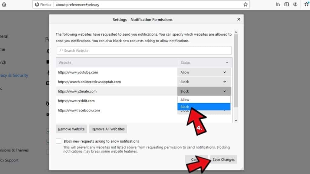 desactivar las notificaciones push en el paso Firefox 3