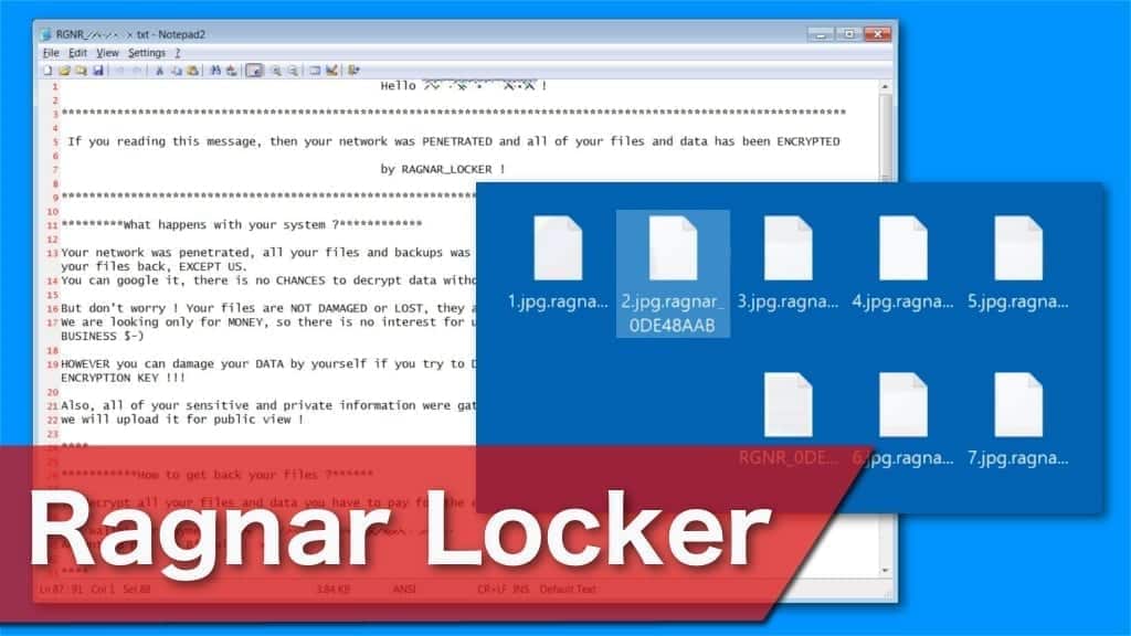 ransom note and encrypted files by ragnar locker virus