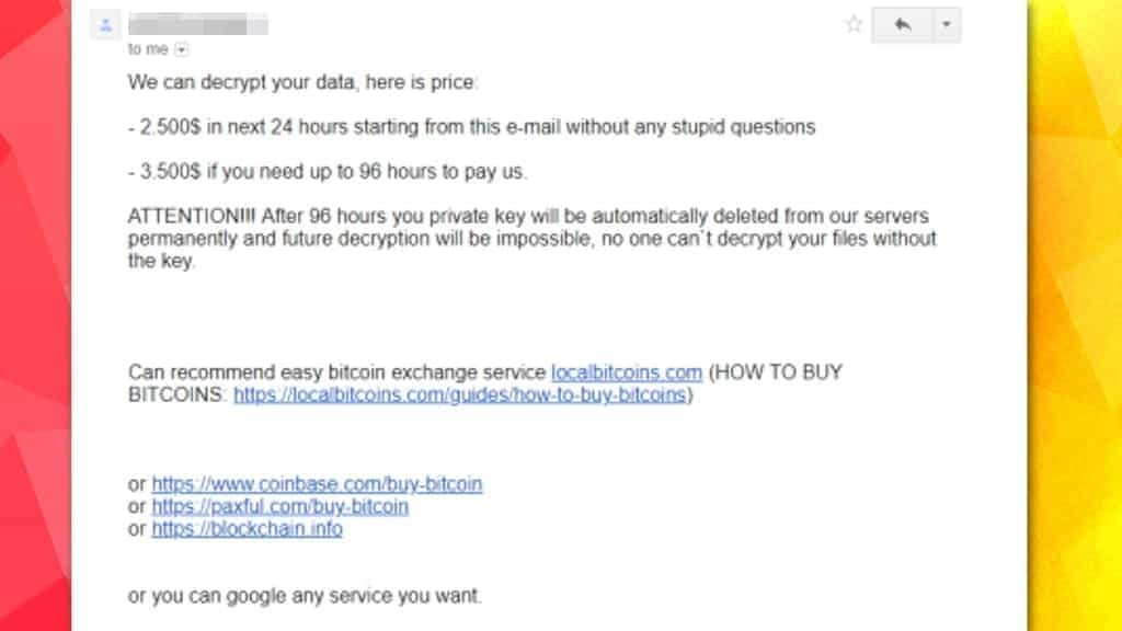 reply from ransomware developers regarding matrix decryption price