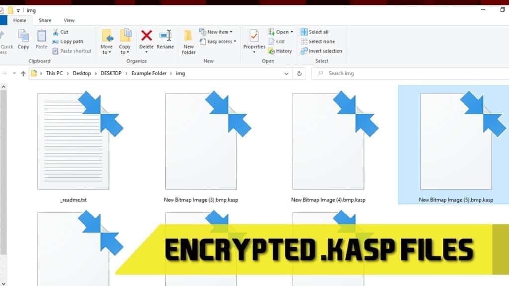 screenshot of encrypted files affected by kasp virus