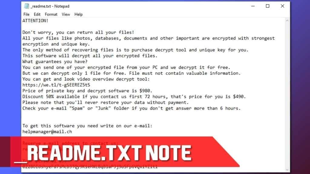 the ransom note left by geno file virus demands paying the ransom as soon as possible