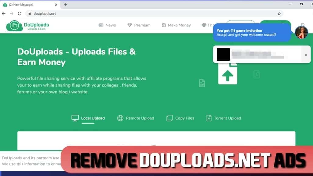 how to remove douploads.net push notifications ads