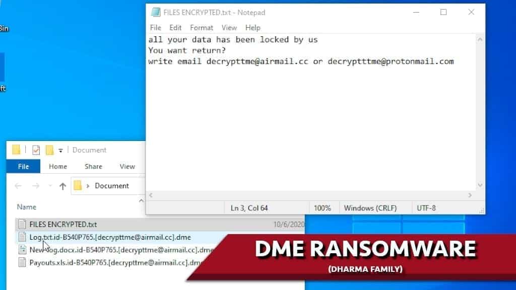 remove dme ransomware virus, a variant of dharma/crysis malware