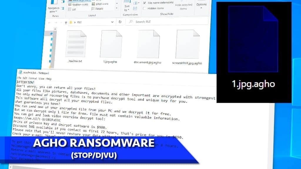 remove agho ransomware virus variant of stop djvu