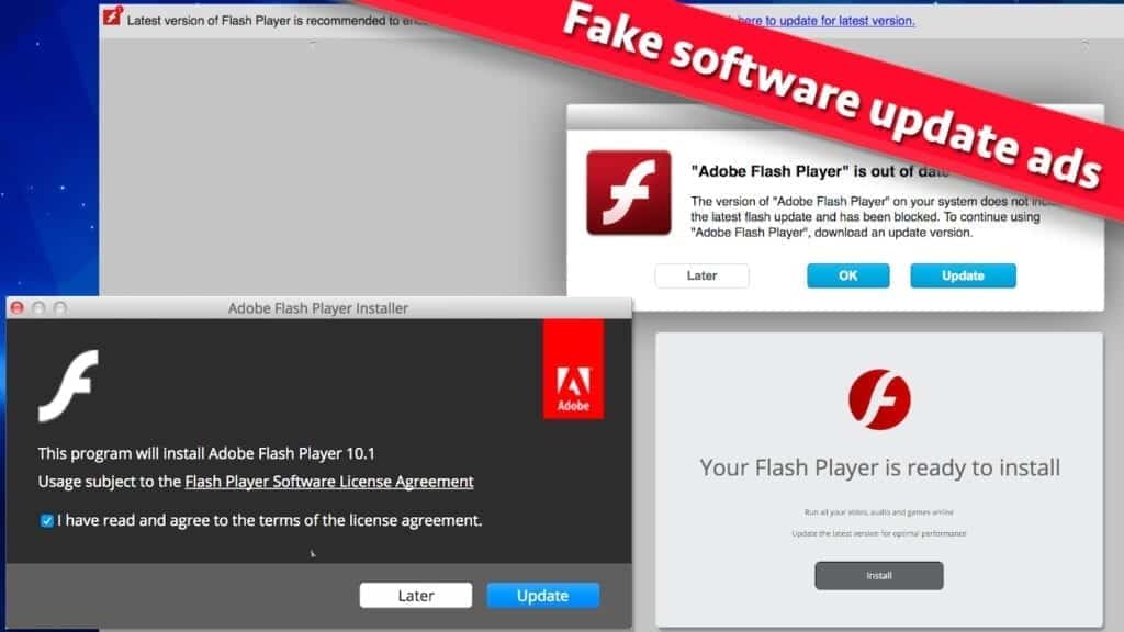 examples of fake software update ads delivering mac spyware and malware