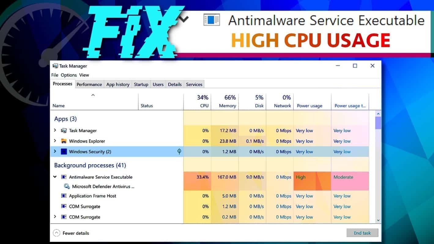fix antimalware service executable high cpu usage on windows