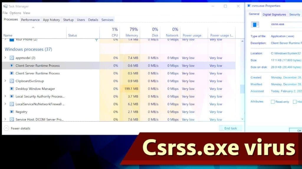 remove csrss.exe virus from windows