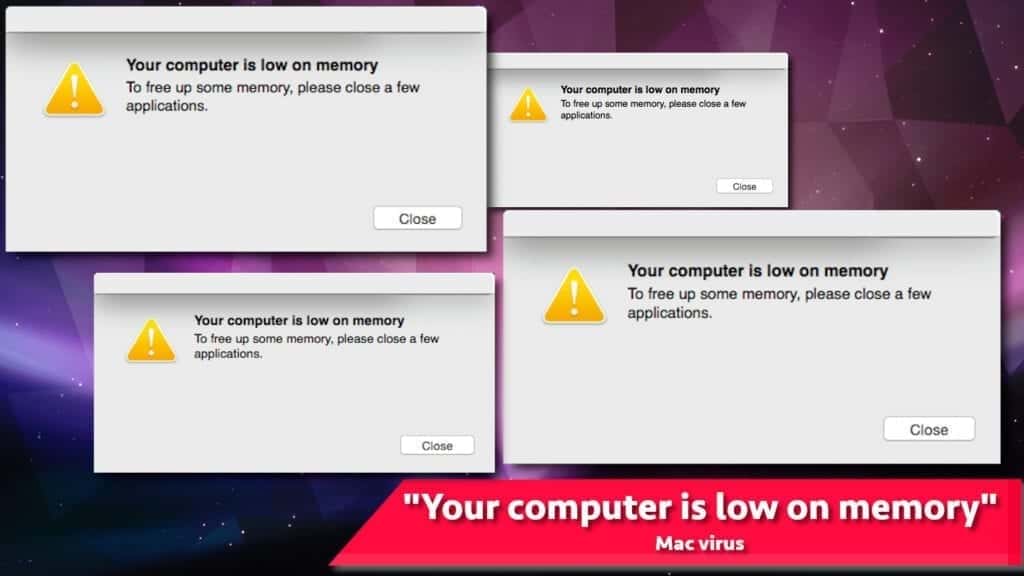 remove your computer is low on memory mac pop-up virus