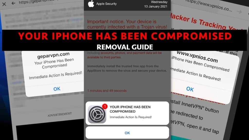remove your iphone has been compromised pop-up virus