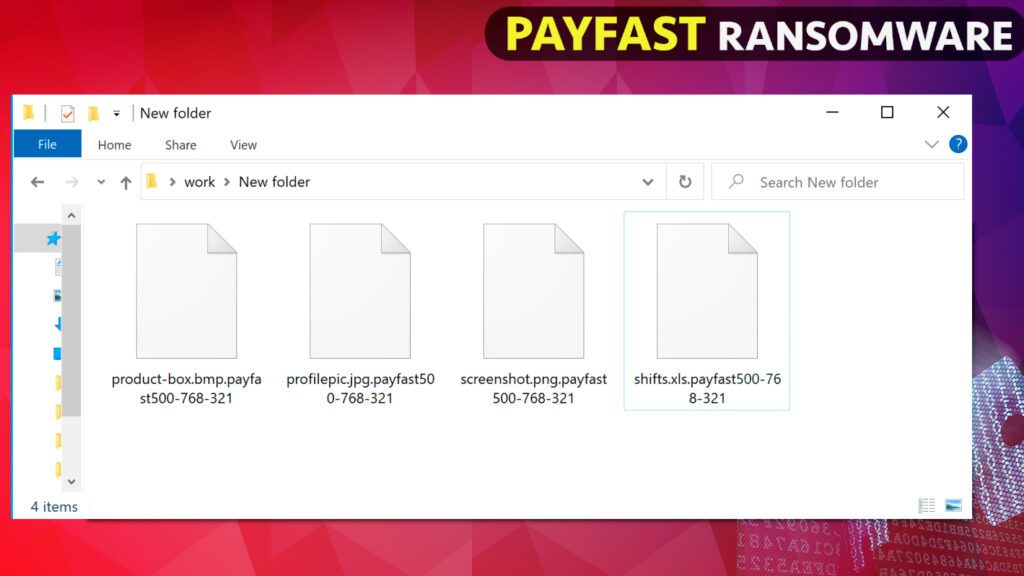 file folder with files encrypted by Payfast ransomware virus