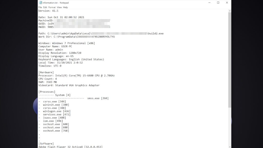 contents of information.txt file created by MLJX ransomware virus